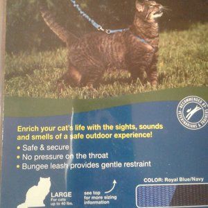 PetSafe Large Cat Harness Bungee Leash Blue Navy NEW
